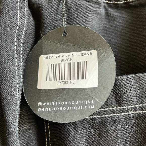 White Fox Black Wide Leg 90s High-waist Cargo Jean  NWT - Picture 5 of 10